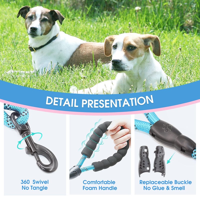 BAAPET 2/4/5/6 FT Dog Leash with Comfortable Padded Handle and Highly Reflective Threads for Small Medium and Large Dogs (5FT-1/2'', Blue) - Image 3